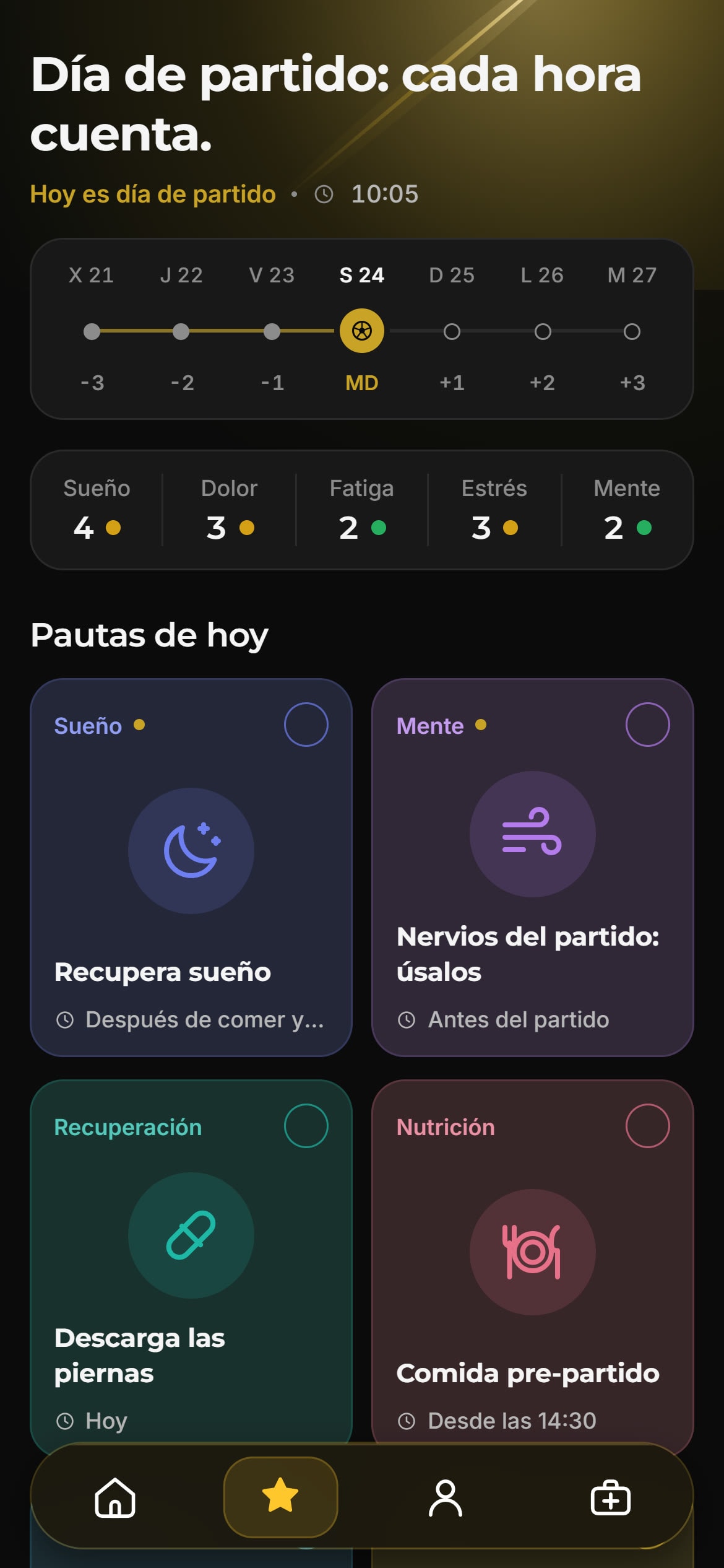 Asistente del jugador: pautas de hoy y día de partido